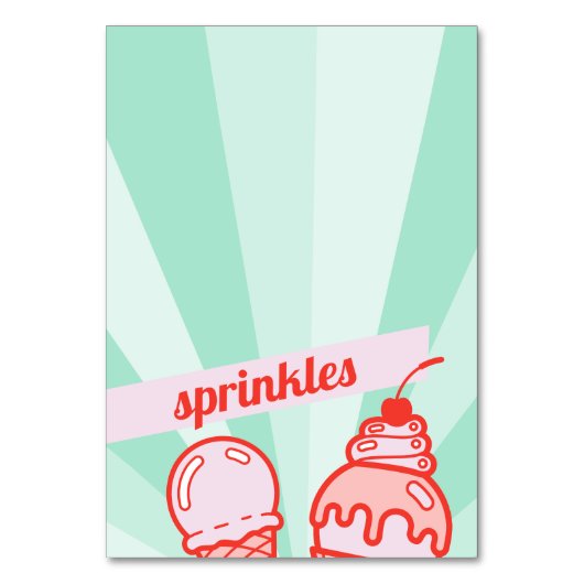 独自のアイスクリームバートッピングテーブルテントを作成 テーブルナンバー (正面)