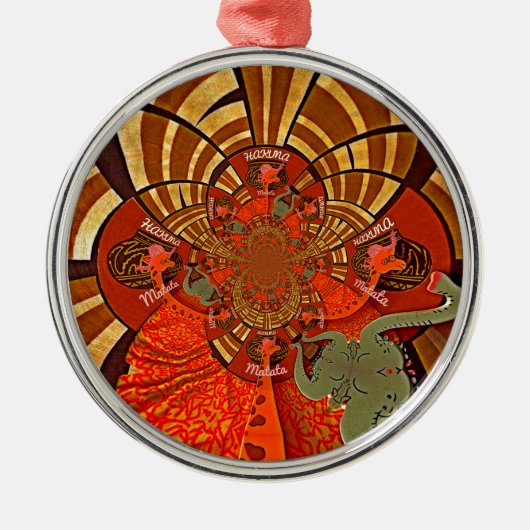 独自のアフリカユニークキリンデザインの作成 メタルオーナメント (正面)