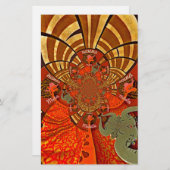 独自のアフリカユニークキリンデザインの作成 便箋 (正面/裏面)