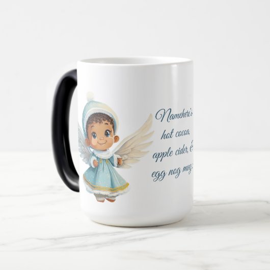 独自のアフリカ系アメリカ人エンジェルクリスマスを作成 モーフィングマグカップ (正面左)