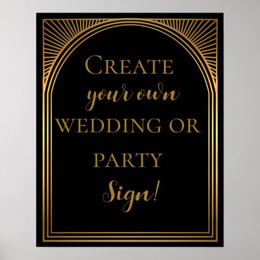 独自のアートデコスタイル結婚のサインを作成 ポスター (正面)