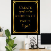 独自のアートデコスタイル結婚のサインを作成 ポスター (ホームオフィス)