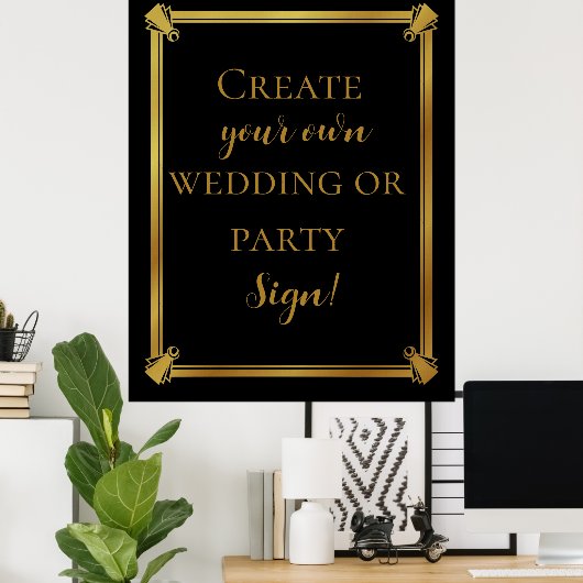 独自のアートデコスタイル結婚のサインを作成 ポスター (ホームオフィス)