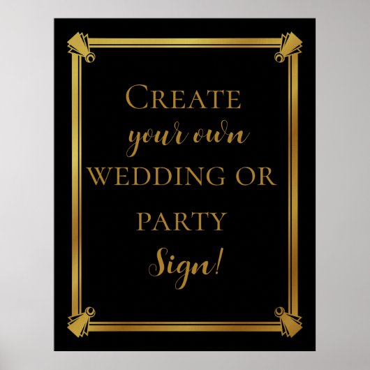 独自のアートデコスタイル結婚のサインを作成 ポスター (正面)