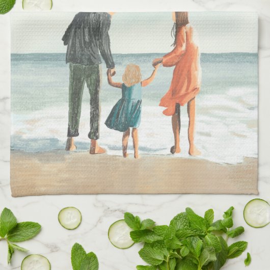 独自のアートワーク |お使いの絵画スケッチ キッチンタオル (折り畳み)