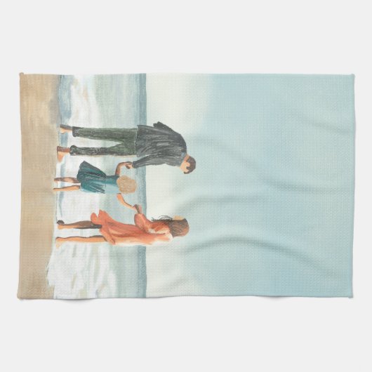 独自のアートワーク |お使いの絵画スケッチ キッチンタオル (横)