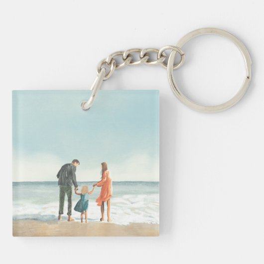 独自のアートワーク |お使いの絵画スケッチ キーホルダー (裏面)