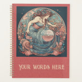 独自のアールヌーボーアクエリアス〔占星術の〕十二宮図の作成 プランナー手帳 (正面)