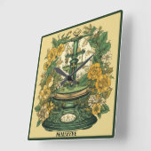 独自のアールヌーボーLibra〔占星術の〕十二宮図の作成 スクエア壁時計 (傾斜)