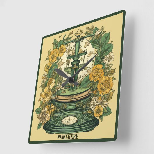 独自のアールヌーボーLibra〔占星術の〕十二宮図の作成 スクエア壁時計 (傾斜)