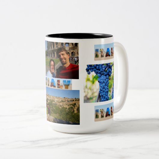 独自のイタリア休暇を作成4写真コラージュ ツートーンマグカップ (正面右)