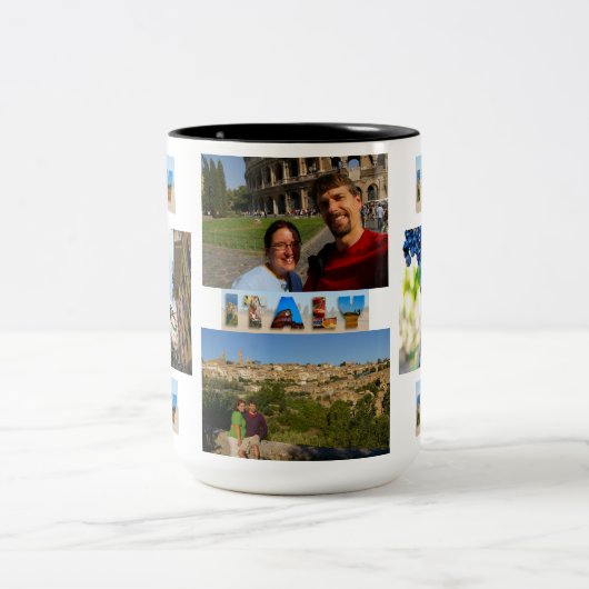 独自のイタリア休暇を作成4写真コラージュ ツートーンマグカップ (中央)