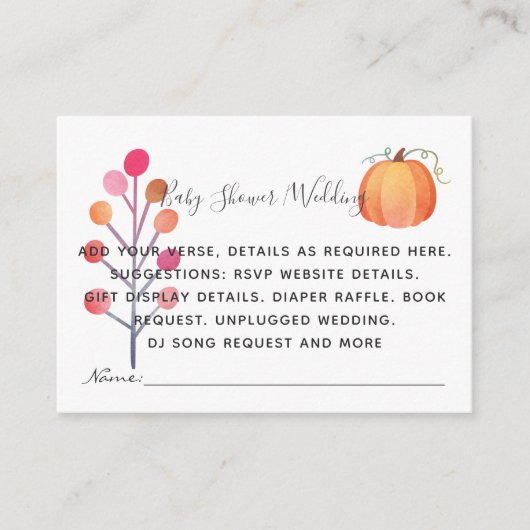 独自のイベント詳細インサートを作成 – 秋カボチャ エンクロージャーカード (正面)