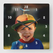 独自のイメージの追加個人用設大切定 スクエア壁時計 (正面)