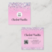 独自のイメージロゴの円を追加エレガントグリッターQr スクエア名刺 (正面/裏面)