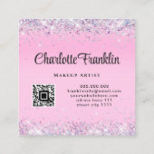 独自のイメージロゴの円を追加エレガントグリッターQr スクエア名刺 (裏面)