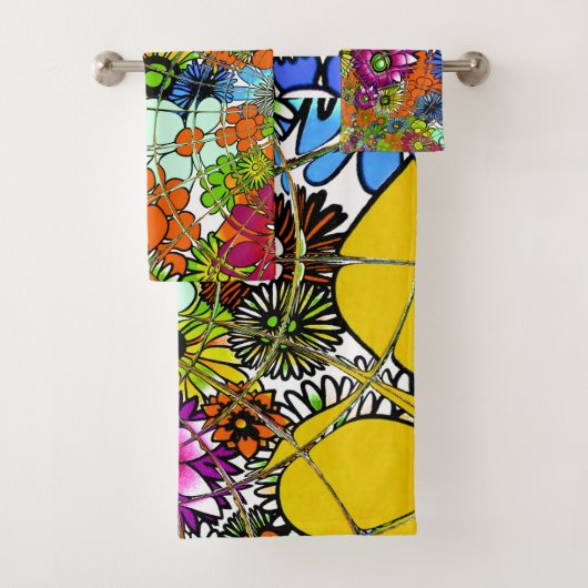 .独自のインフィニティカラフルフローラを作成スタイリッシュする バスタオルセット (インサイチュ)