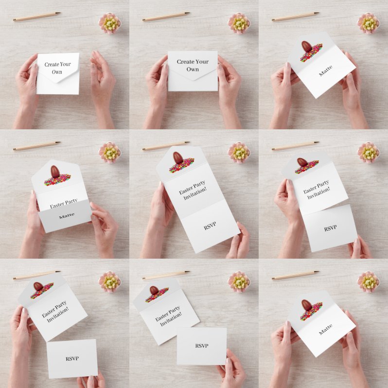 独自のイースターパーティーの作成RSVPホワイト オールインワン招待状