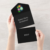 独自のイースターパーティーRSVPブラックの作成 オールインワン招待状 (貼ってはがせる)