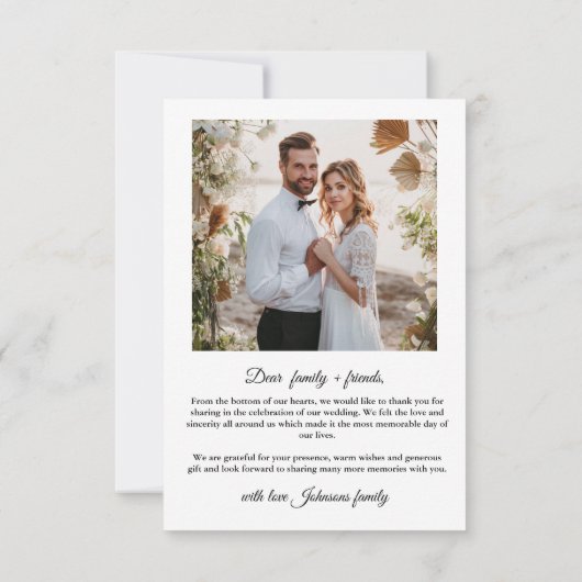 独自のウェディングフォトを作成 サンキューカード (裏面)