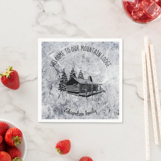 独自のウェルカムマウンテンファミリーロッジロックを作成 スタンダードカクテルナプキン (インサイチュ)