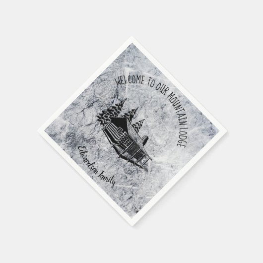 独自のウェルカムマウンテンファミリーロッジロックを作成 スタンダードカクテルナプキン (角)