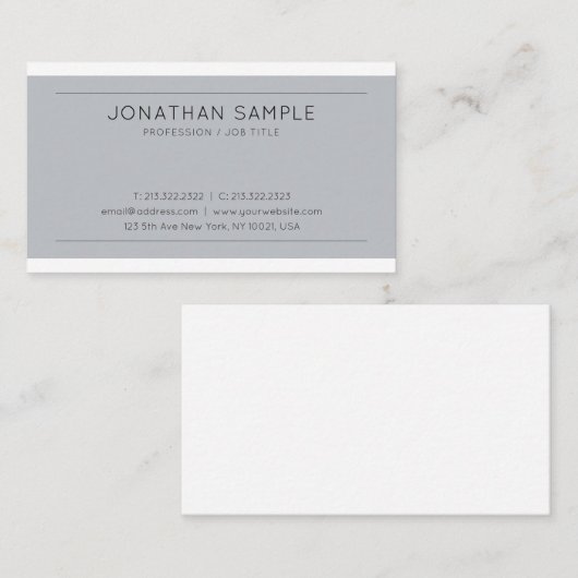 独自のエレガントデザインプレーンのモダン作成 名刺 (正面/裏面)