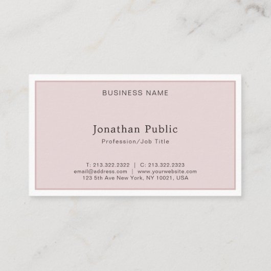 独自のエレガントプロフェッショナルプレーンのモダン作成 名刺 (裏面)