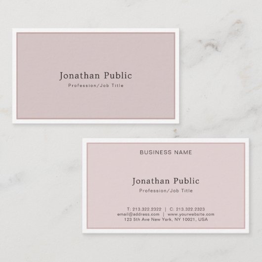 独自のエレガントプロフェッショナルプレーンのモダン作成 名刺 (正面/裏面)