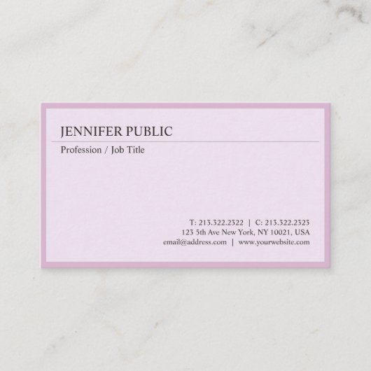 独自のエレガントモダンデザイン 名刺 (正面)