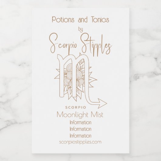 独自のエレガント金ゴールドと白の蠍座 ワインラベル (シングルラベル)