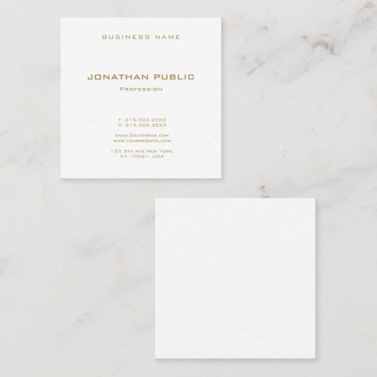 独自のエレガント金ゴールドモダン文字フォント スクエア名刺 (正面/裏面)