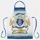 独自のエンブレムを作成ツリーブック鍵クラウン金ゴールドを青にする エプロン (正面)