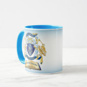 独自のエンブレムを作成ツリーブック鍵クラウン金ゴールドを青にする マグカップ (正面左)