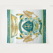 独自のエンブレムを作成ツリーブック鍵クラウン金ゴールドジェイド タペストリー (正面(横))