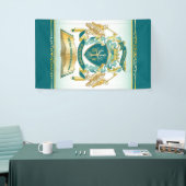 独自のエンブレムを作成ツリーブック鍵クラウン金ゴールドジェイド 横断幕 (トレードショー)