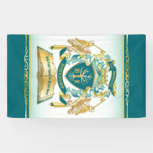 独自のエンブレムを作成ツリーブック鍵クラウン金ゴールドジェイド 横断幕 (横)