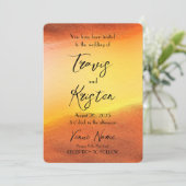 独自のオレンジカスタム色の背景を作結婚成 招待状 (スタンド正面)