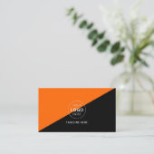 独自のオレンジモダンとブラックを作成 名刺 (スタンド正面)