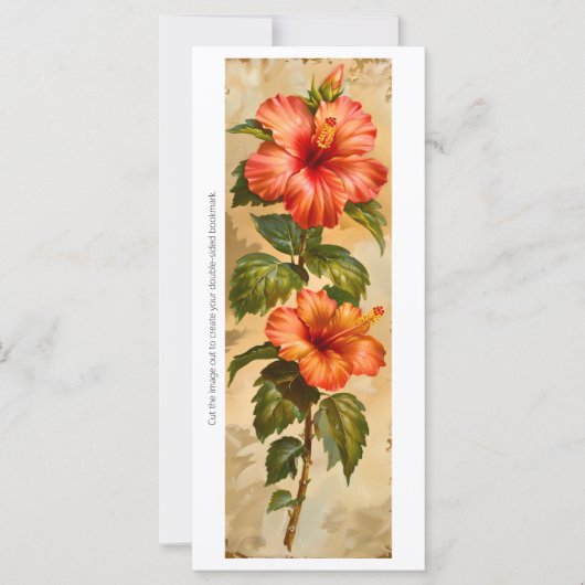独自のオレンジ色のハイビスカスブックマークカードの作成 (正面)