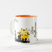 独自のオレンジ色のハッピーハローウィンマグカップの作成 ツートーンマグカップ (正面左)