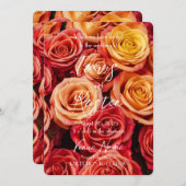 独自のオレンジ色のバラの結婚作成 招待状 (正面/裏面)