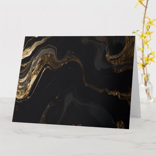 独自のカスタマイズ可能な抽象芸術ブラックと金ゴールドの作成 カード (黄色い花)