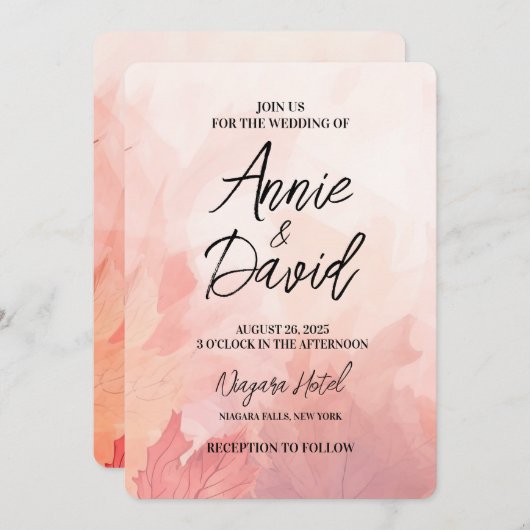 独自のカスタムを繊細な赤離れいの結婚作成 招待状 (正面/裏面)