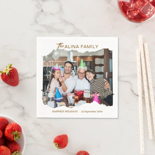 独自のカスタムデザイシンプルンファミリの写真を作成する スタンダードカクテルナプキン (インサイチュ)