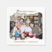 独自のカスタムデザイシンプルンファミリの写真を作成する スタンダードカクテルナプキン (正面)