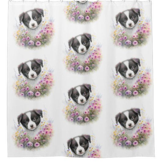 独自のカスタムデザインドッグフォトフォトを作成 シャワーカーテン (正面)