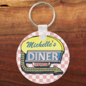 独自のカスタムレトロ50のダイナーサインを作成2 キーホルダー (正面)