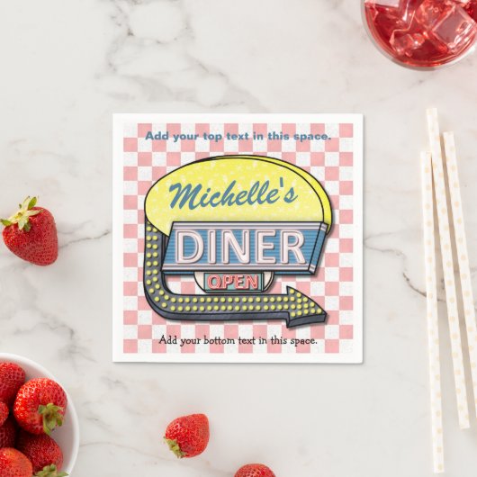 独自のカスタムレトロ50のダイナーサインを作成2 スタンダードカクテルナプキン (インサイチュ)