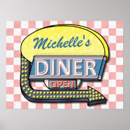 独自のカスタムレトロ50のダイナーサインを作成2 ポスター